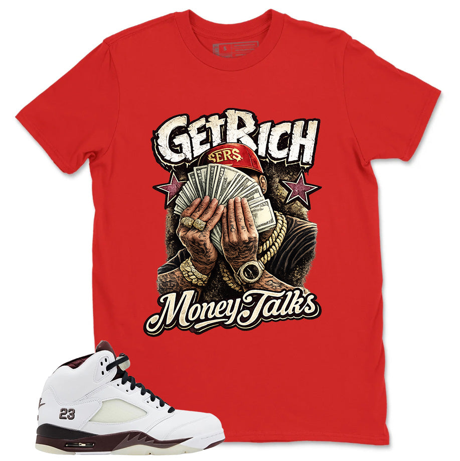 Graphic T-shirt to Match A Maniere Black Collective 5s - Get Rich Money Talk Graphic