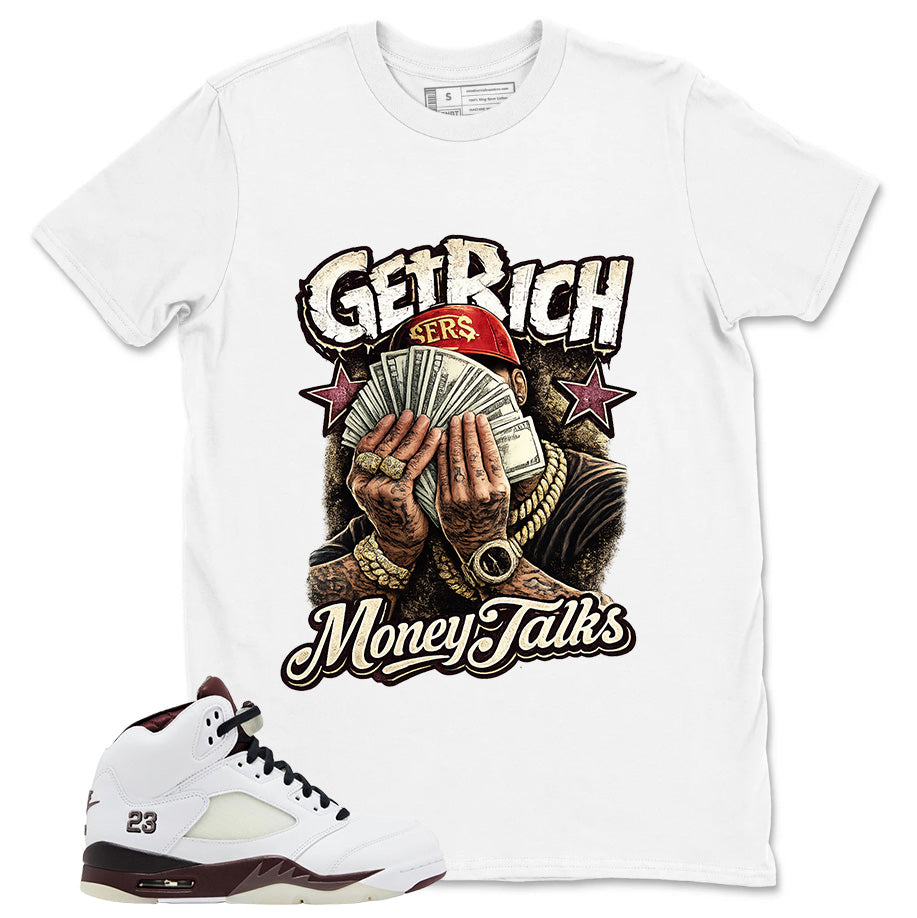 Graphic T-shirt to Match A Maniere Black Collective 5s - Get Rich Money Talk Graphic