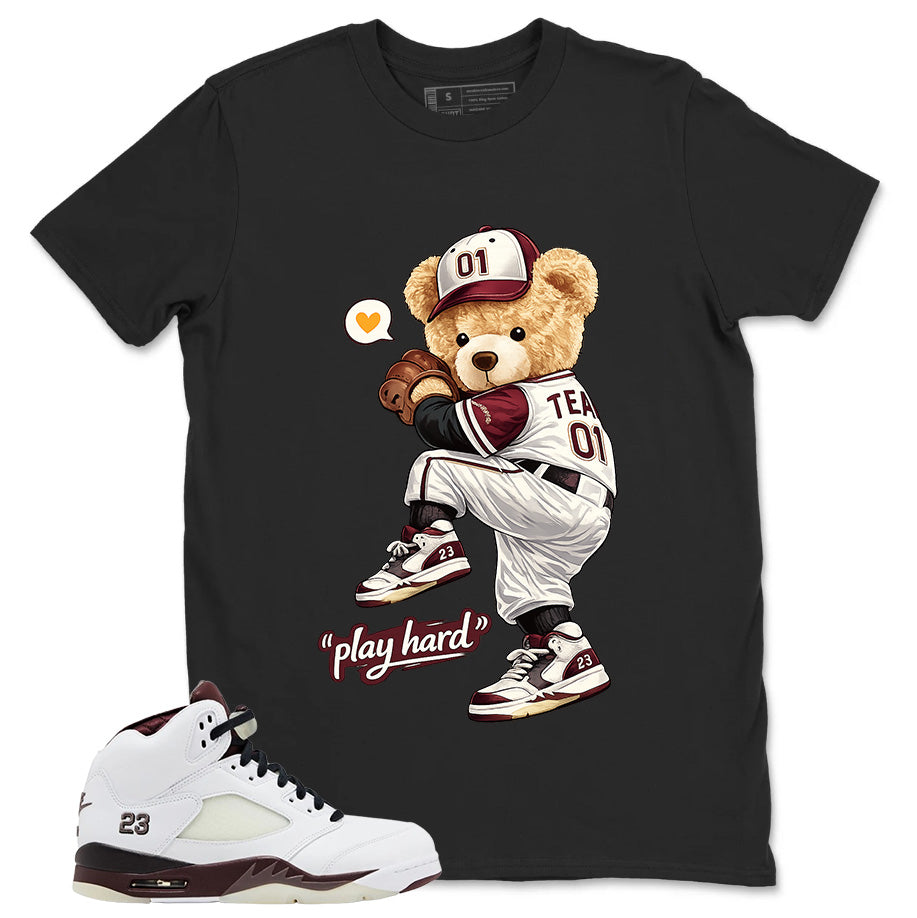 Graphic T-shirt to Match A Maniere Black Collective 5s - Play Hard Bear Graphic