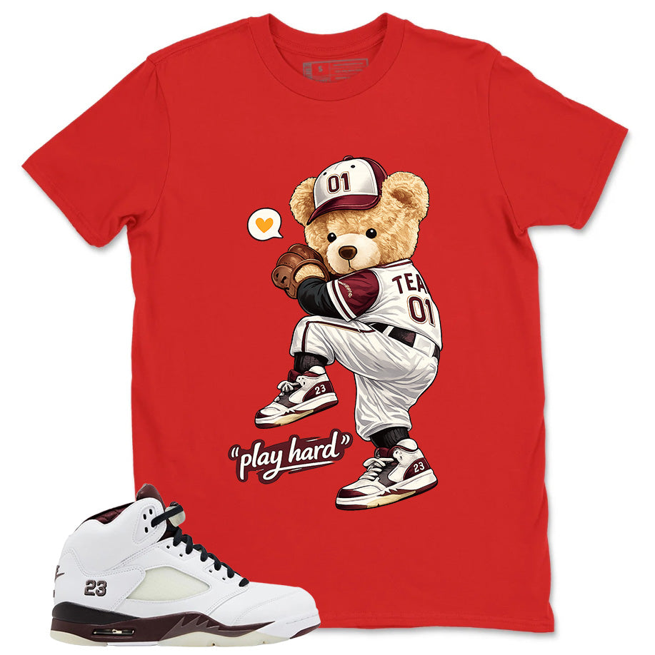 Graphic T-shirt to Match A Maniere Black Collective 5s - Play Hard Bear Graphic