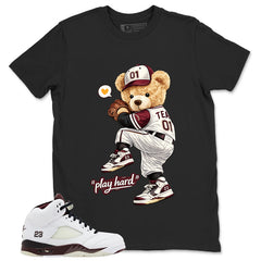 Graphic T-shirt to Match A Maniere Black Collective 5s - Play Hard Bear Graphic