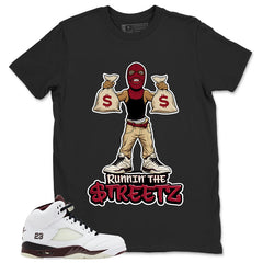 Graphic T-shirt to Match A Maniere Black Collective 5s - Runnin' The Street Graphic
