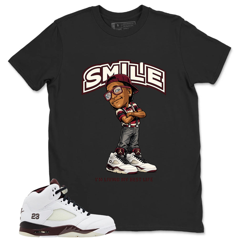 Graphic T-shirt to Match A Maniere Black Collective 5s - Smile Face Graphic