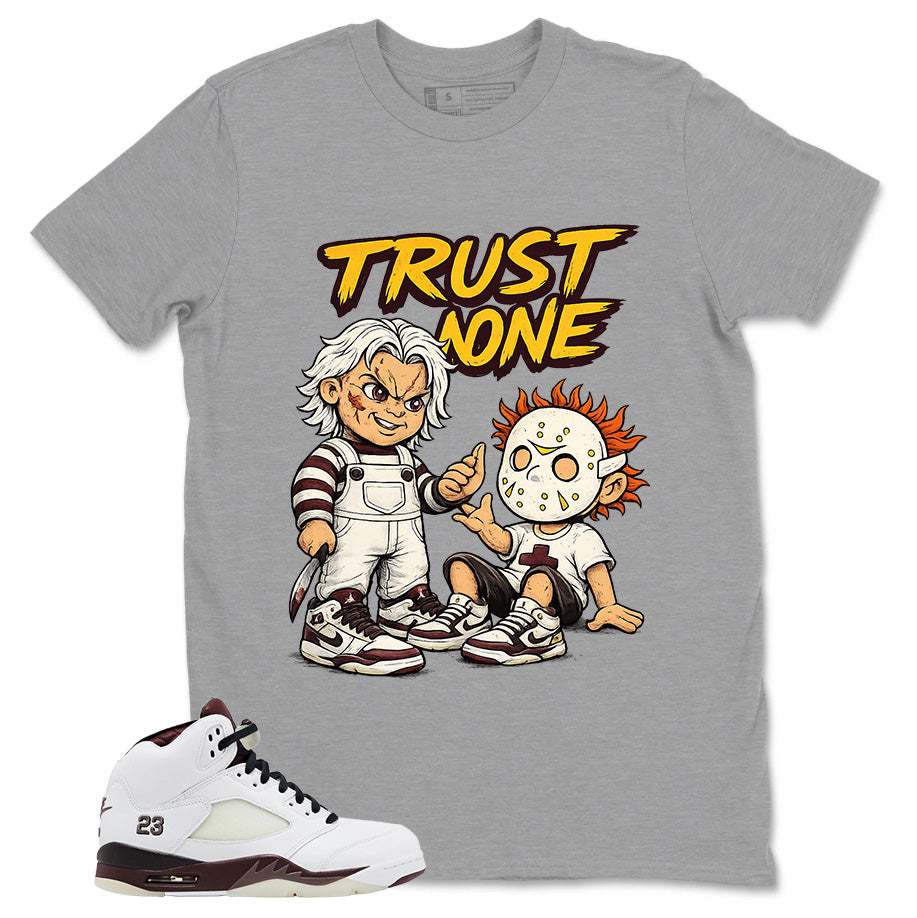 Graphic T-shirt to Match A Maniere Black Collective 5s - Trust None Graphic