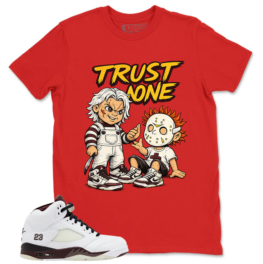 Graphic T-shirt to Match A Maniere Black Collective 5s - Trust None Graphic