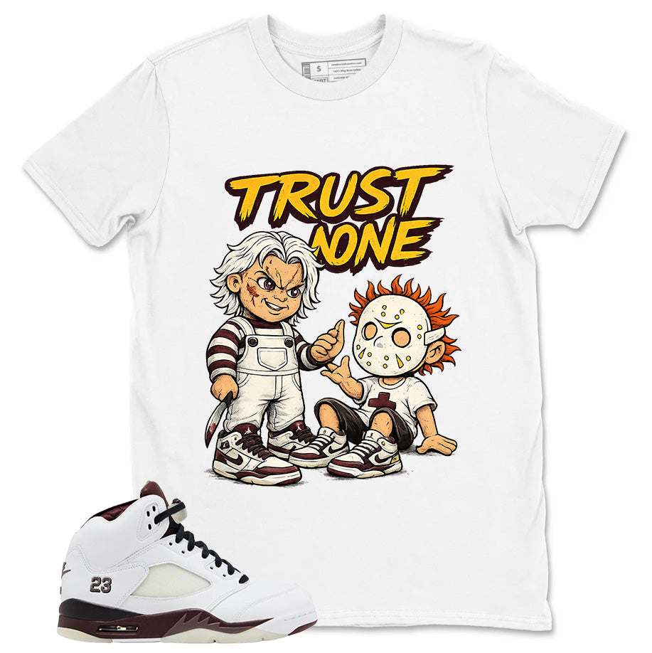 Graphic T-shirt to Match A Maniere Black Collective 5s - Trust None Graphic
