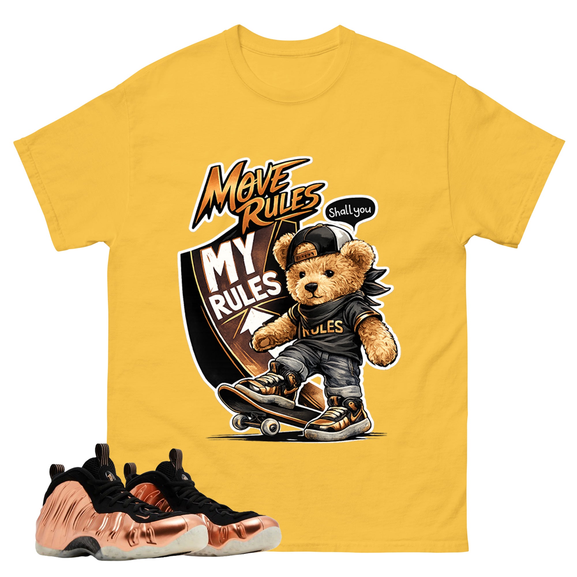 Skate Boy Graphic Tee, Shirt to Match Air Foamposite One Copper, Air Foamposite Unisex Black Shirt