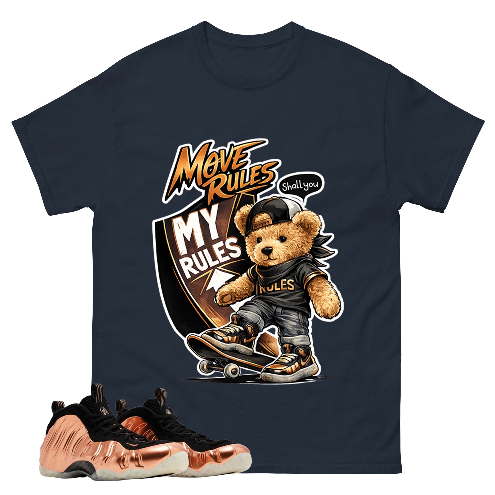 Skate Boy Graphic Tee, Shirt to Match Air Foamposite One Copper, Air Foamposite Unisex Black Shirt