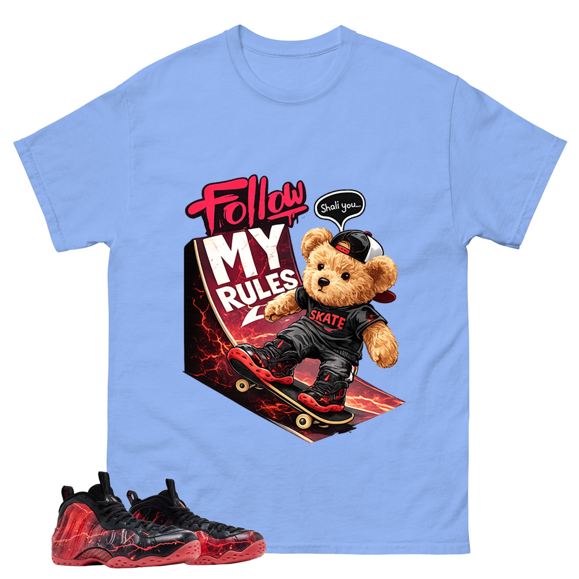 Skate Boy Graphic Tee, Shirt to Match Air Foamposite Stranger Things, Air Foamposite Unisex Blue Shirt