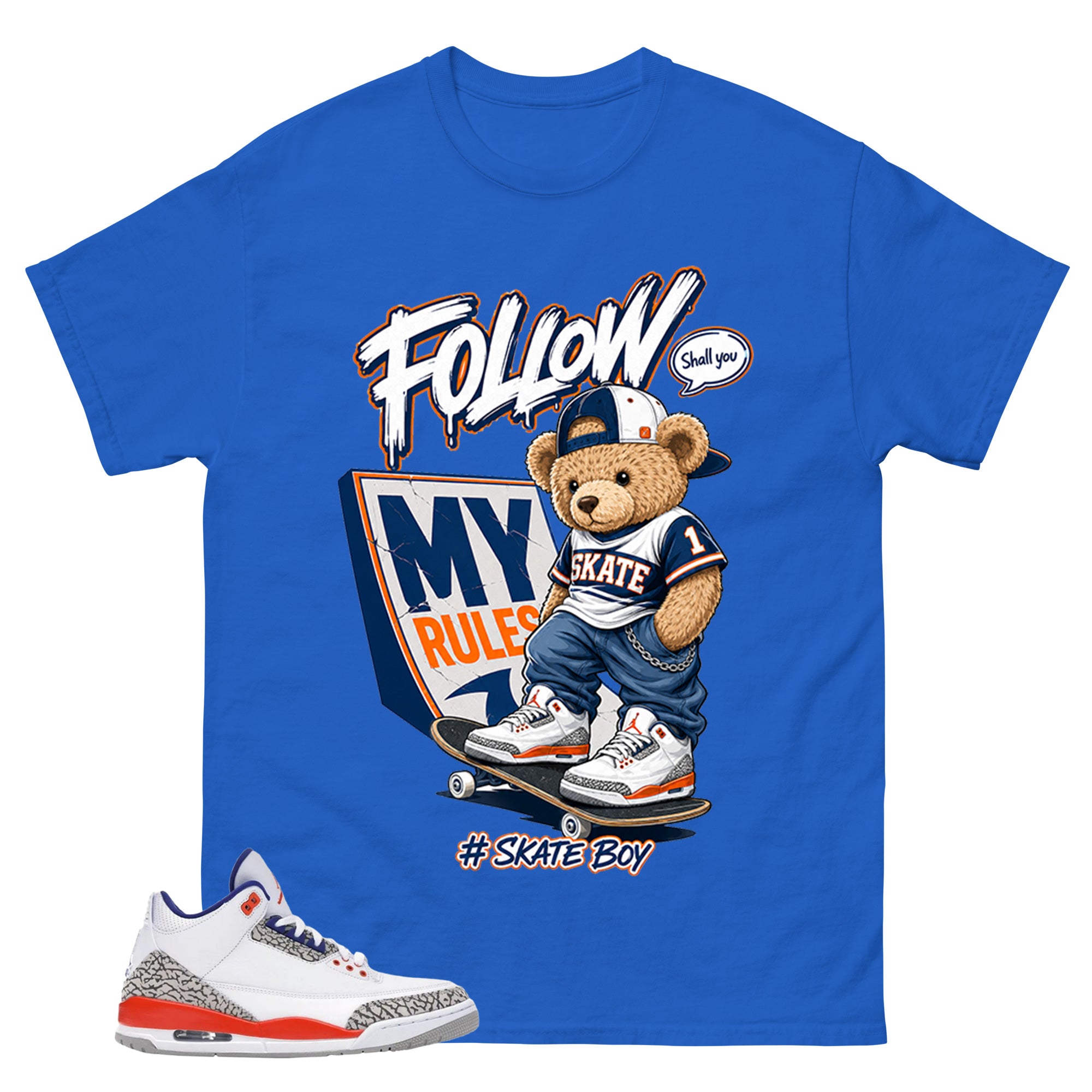 Skate Boy Shirt - Match Blue Air Jordan 3 Knicks