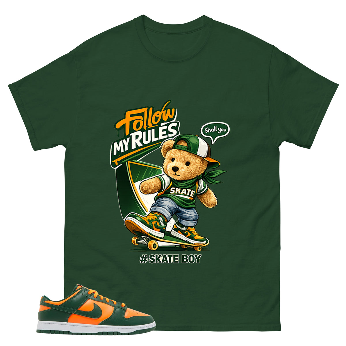 Skate Boy Shirt - Match Green Dunk Low Miami Hurricanes