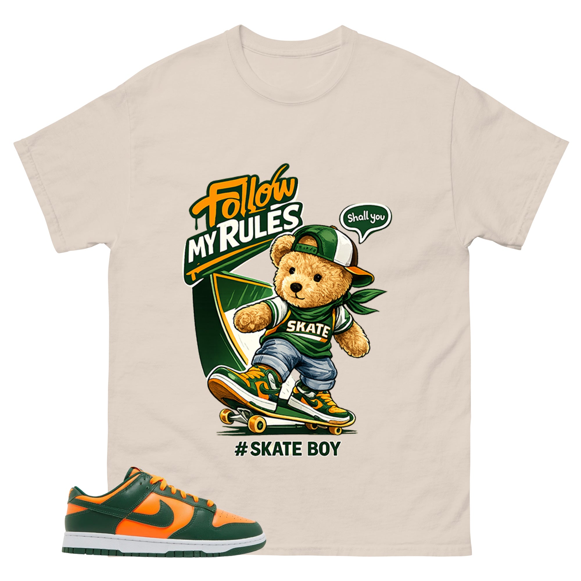 Skate Boy Shirt - Match Green Dunk Low Miami Hurricanes