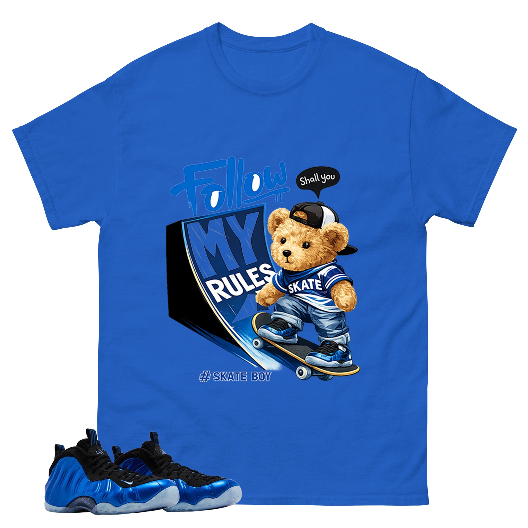 Skate Boys Shirt - Match Air Foamposite One Royal