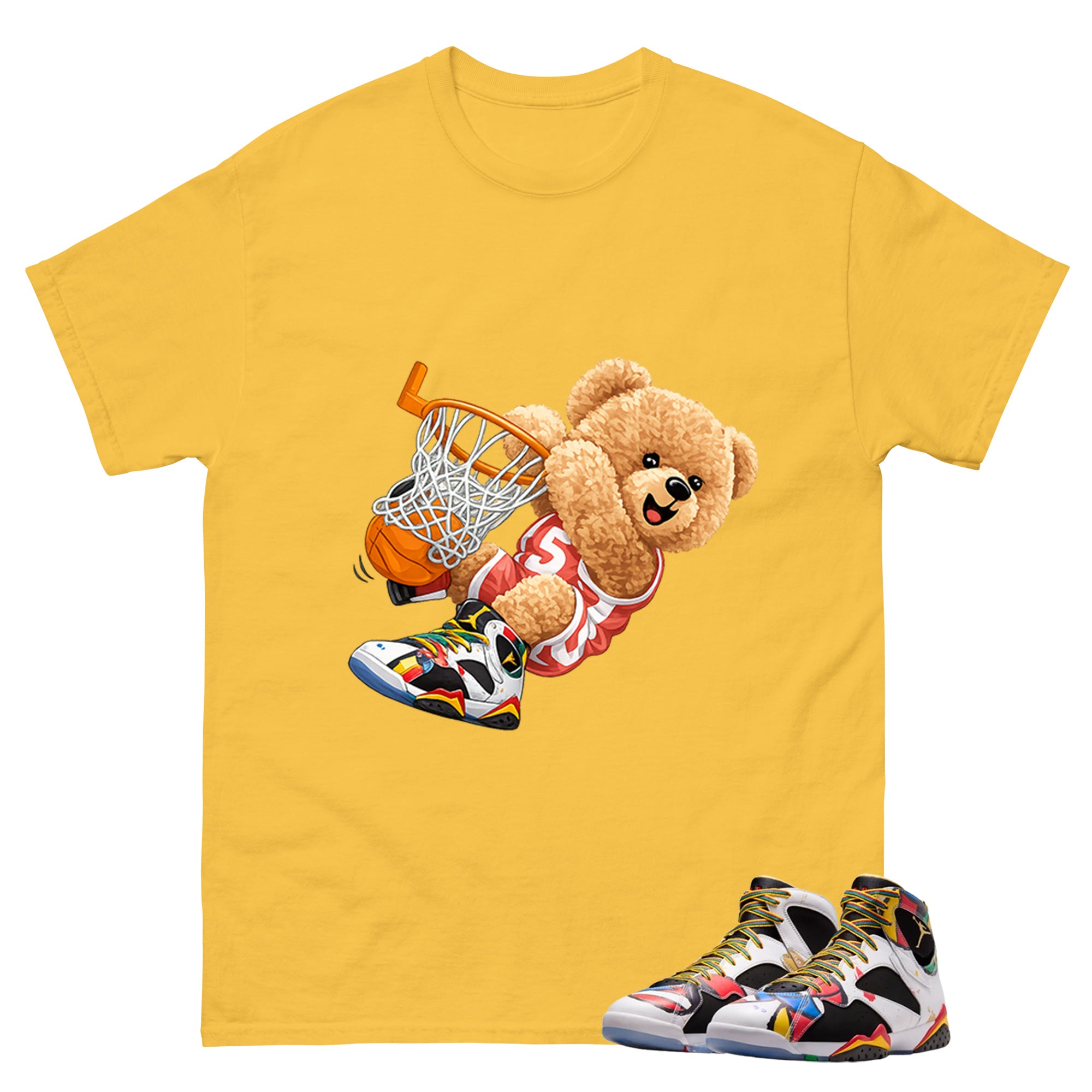 Slam Dunk Bear Graphic Tee, Shirt to Match Air Jordan 7 Miro, Air Jordan 7 Miro Unisex Shirt