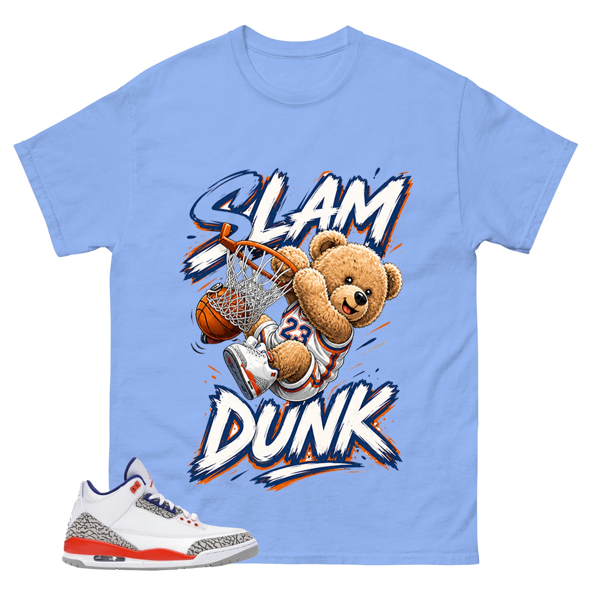 Slam Dunk Bear Shirt - Match Blue Air Jordan 3 Knicks