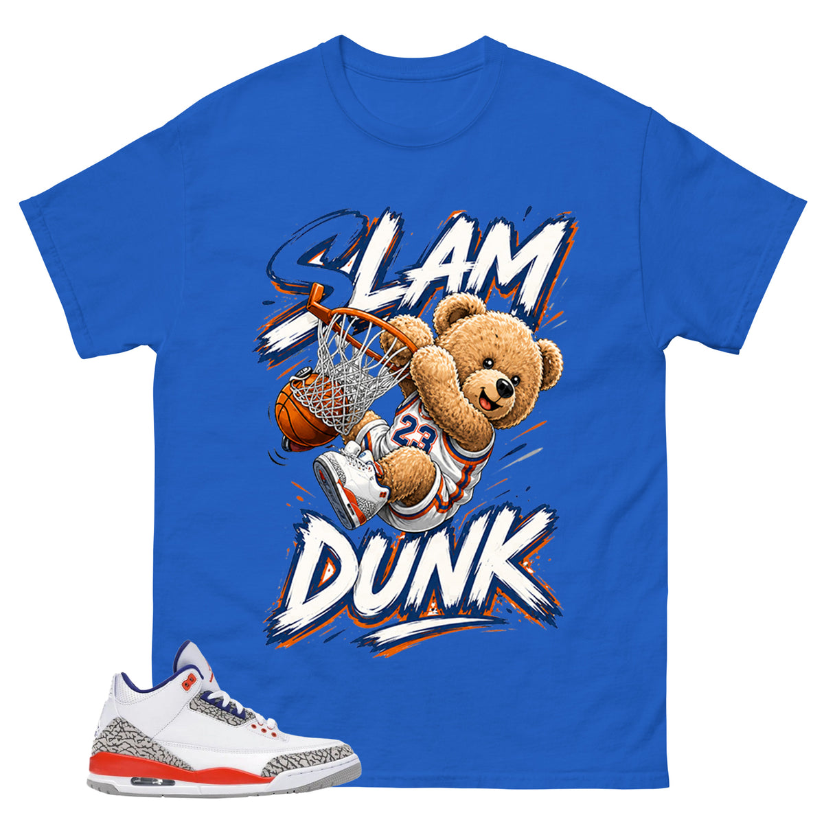 Slam Dunk Bear Shirt - Match Blue Air Jordan 3 Knicks
