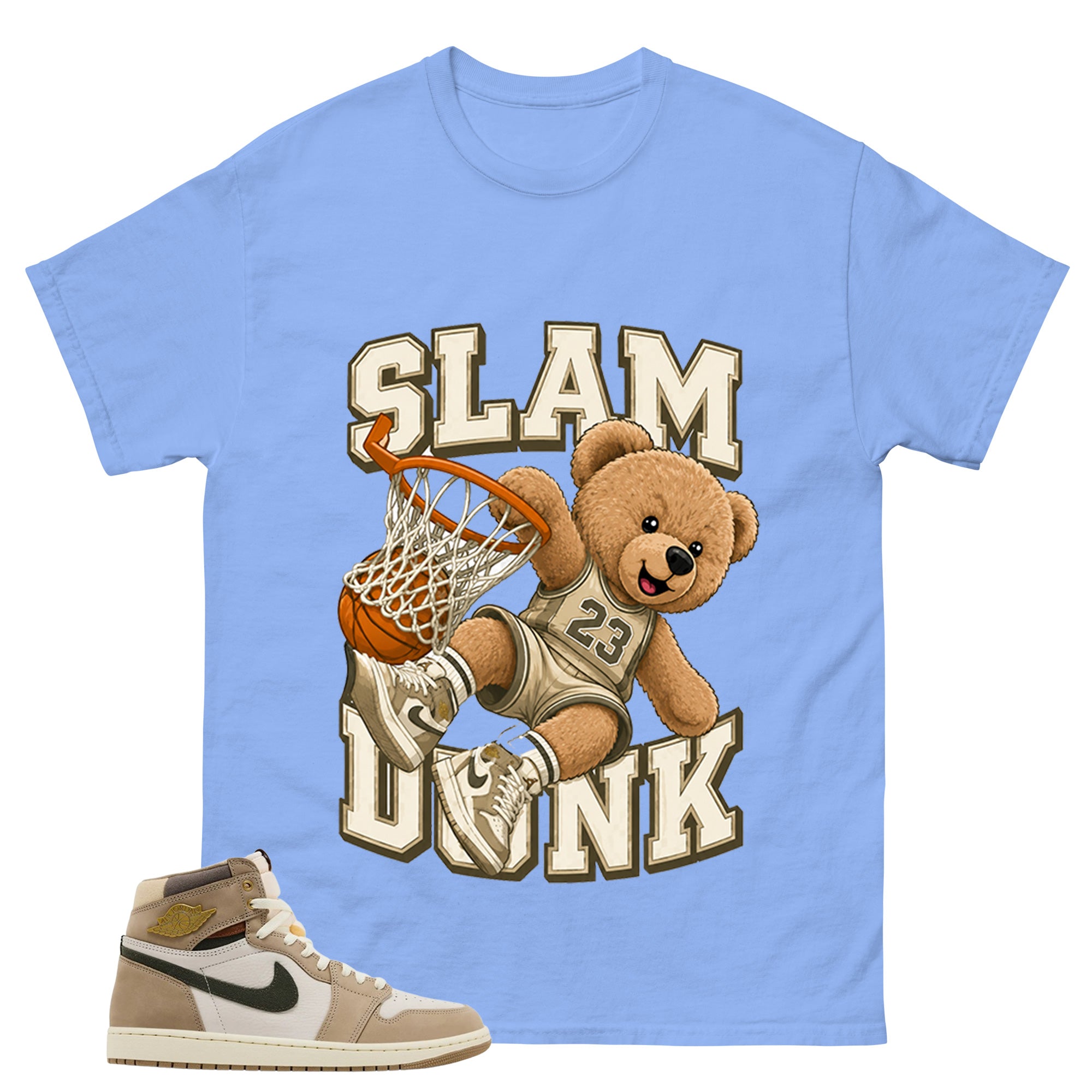Slam Dunk Bear Shirt - Match Cream Air Jordan Wmns 1 Khaki