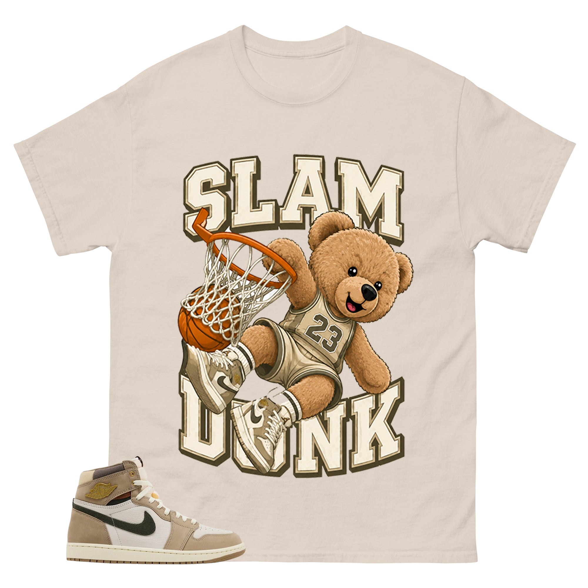 Slam Dunk Bear Shirt - Match Cream Air Jordan Wmns 1 Khaki