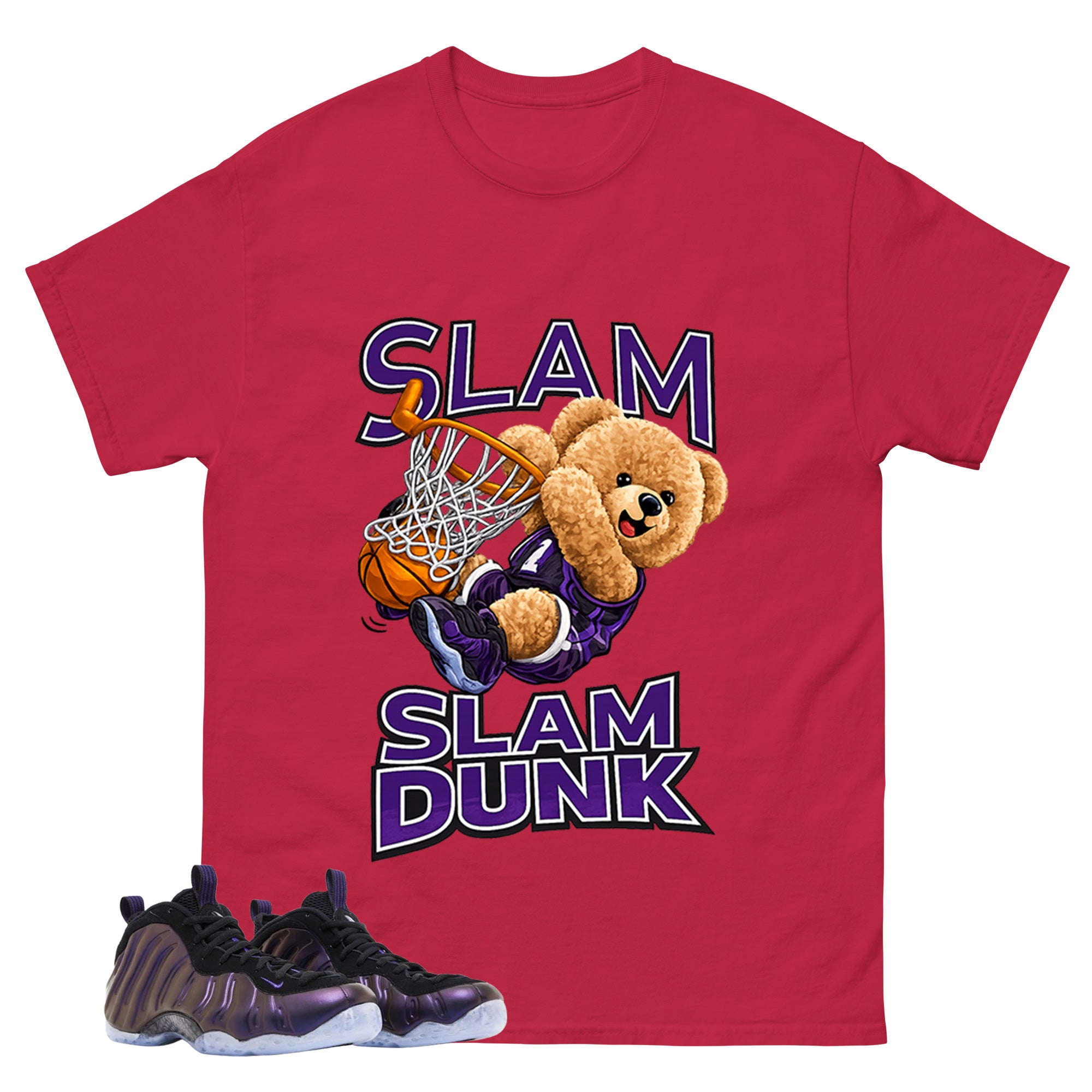 Slam Dunk Graphic Tee, Shirt to Match Air Foamposite One Eggplant, Air Foamposite Unisex Purple Shirt