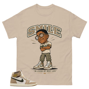 Smile I'm Living My Best Life Shirt - Match Cream Wmns Air Jordan 1 Khaki