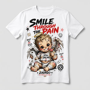 Smile Through The Pain White Graphic T-shirt