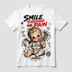 Smile Through The Pain White Graphic T-shirt