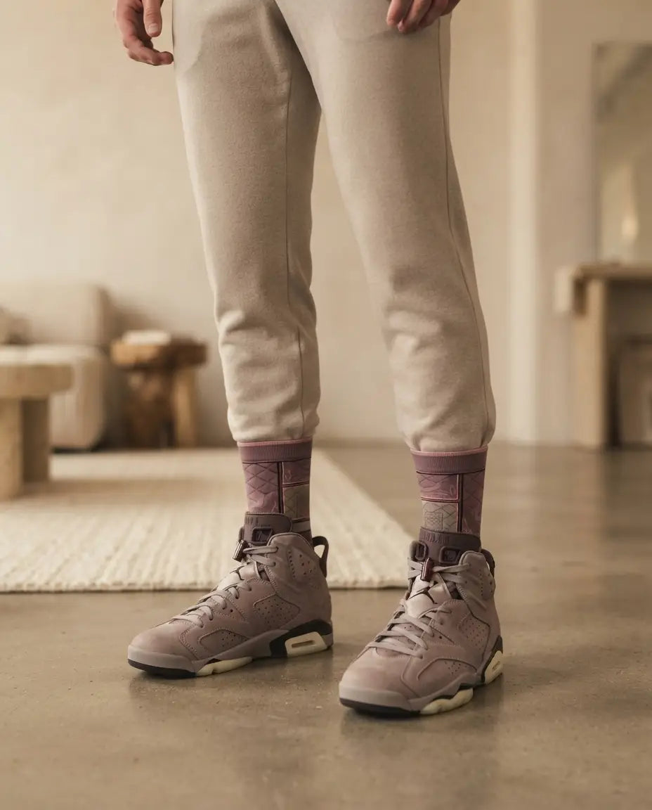 Smoky Mauve Socks – A Ma Maniere x Air Jordan 6 Retro Inspired Mid-Calf Unisex Crew Socks