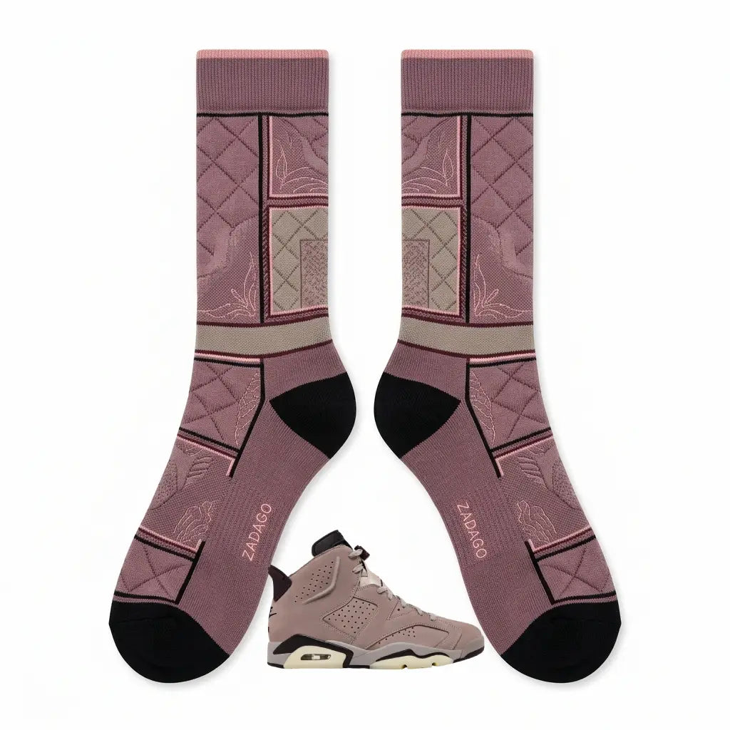 Smoky Mauve Socks – A Ma Maniere x Air Jordan 6 Retro Inspired Mid-Calf Unisex Crew Socks