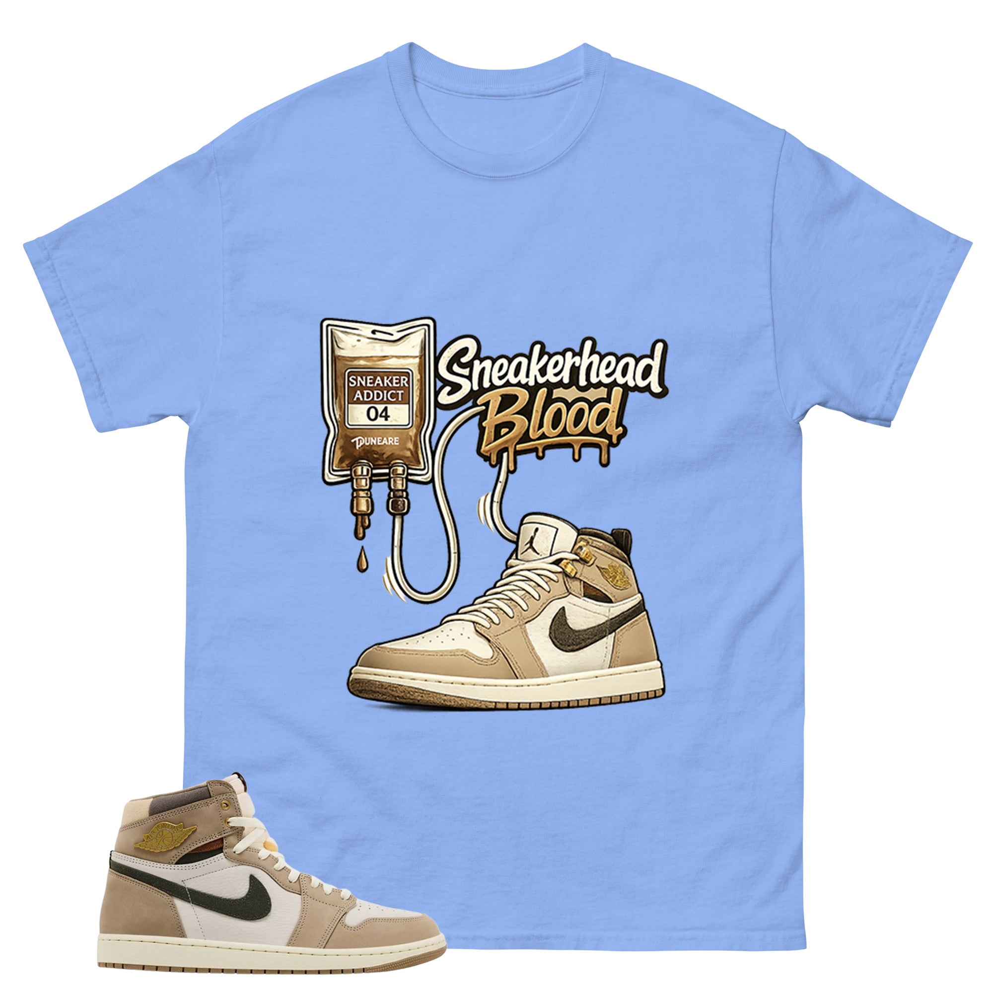 Sneaerhead Blood Shirt - Match Cream Wmns Air Jordan 1 Khaki