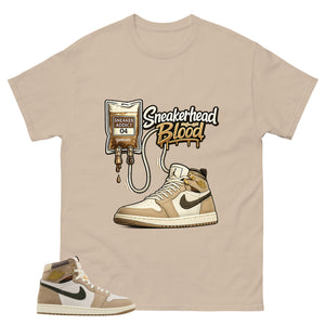 Sneaerhead Blood Shirt - Match Cream Wmns Air Jordan 1 Khaki