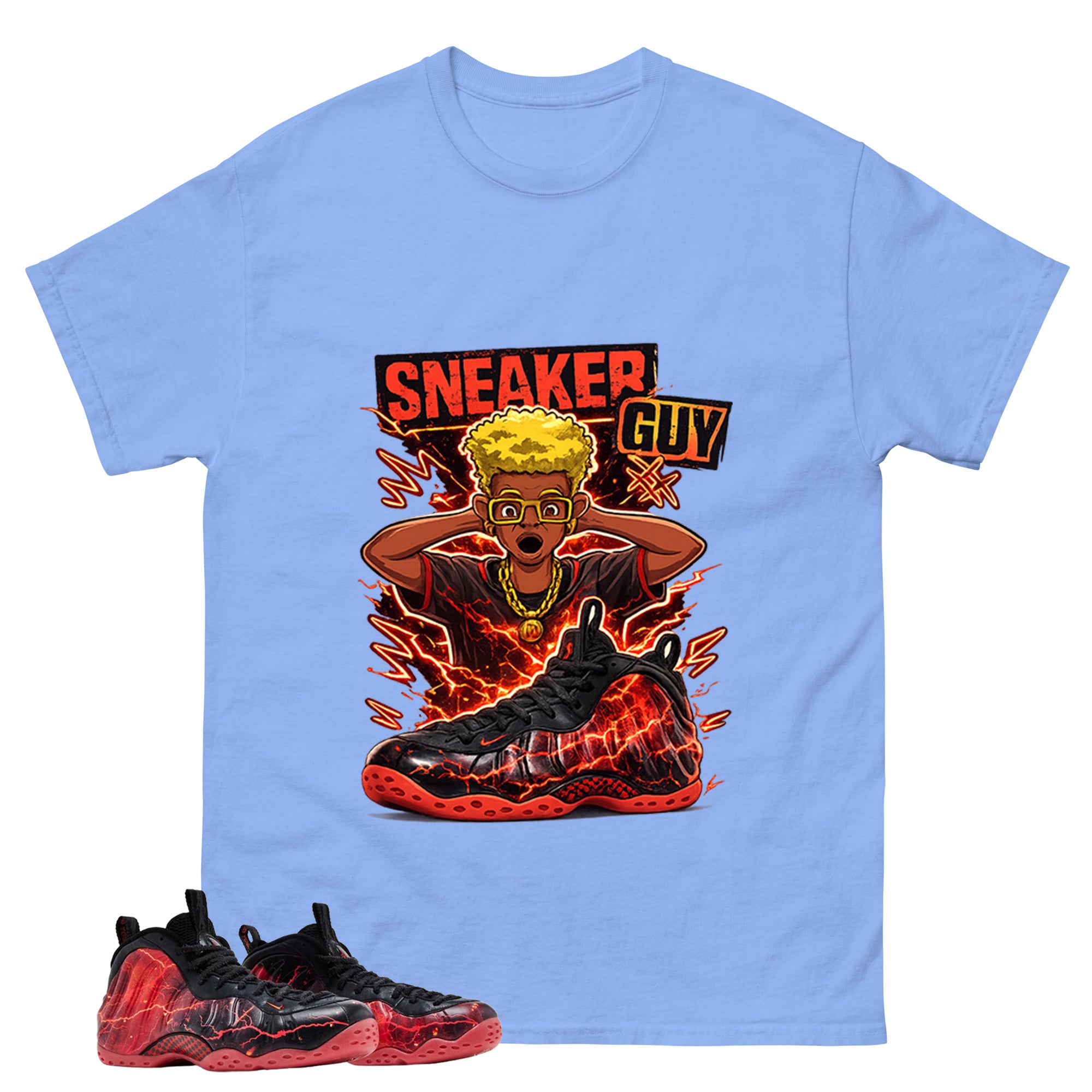 Sneaker Guy Graphic Tee, Shirt to Match Air Foamposite Stranger Things, Air Foamposite Unisex Blue Shirt