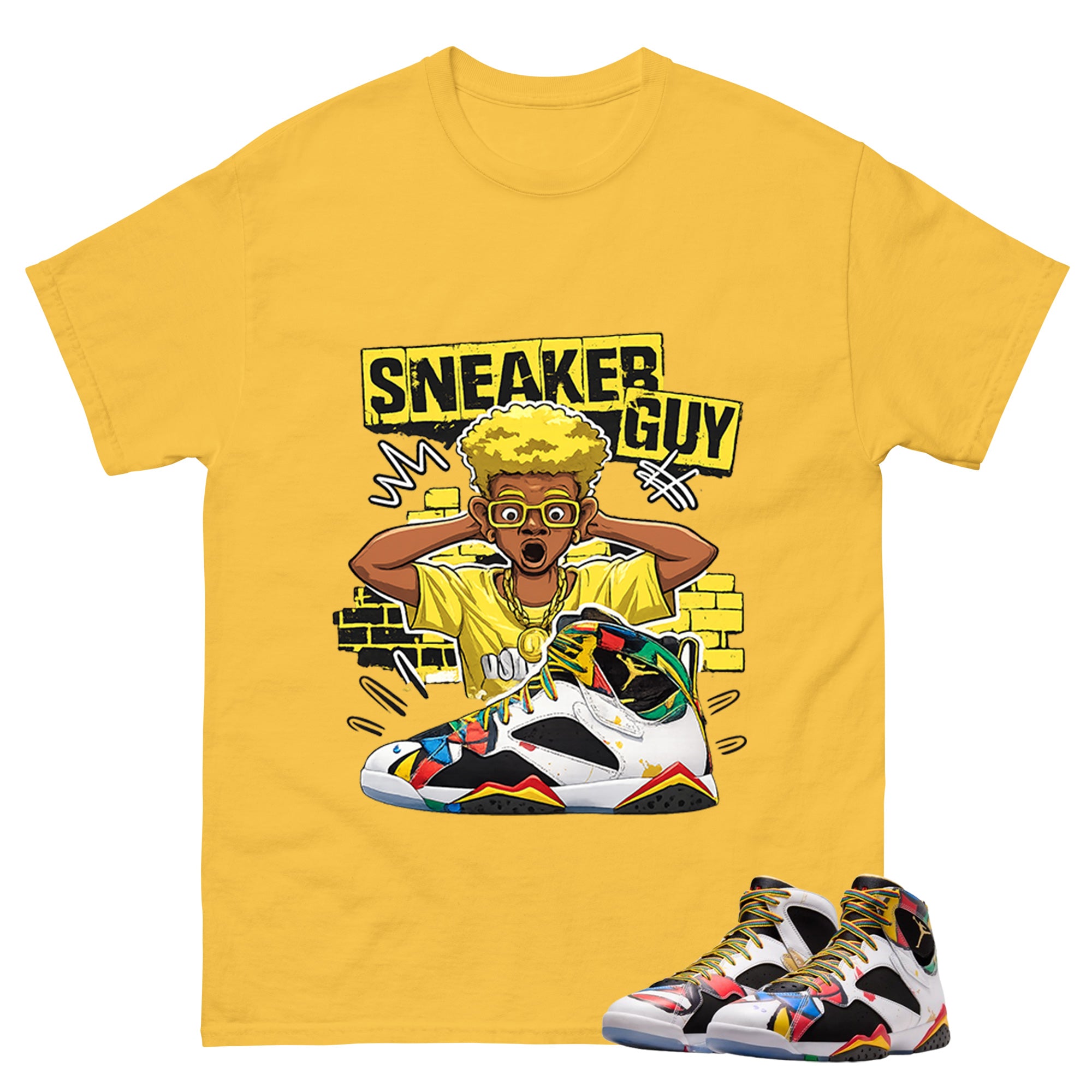 Sneaker Guy Graphic Tee, Shirt to Match Air Jordan 7 Miro, Air Jordan 7 Miro Unisex Shirt