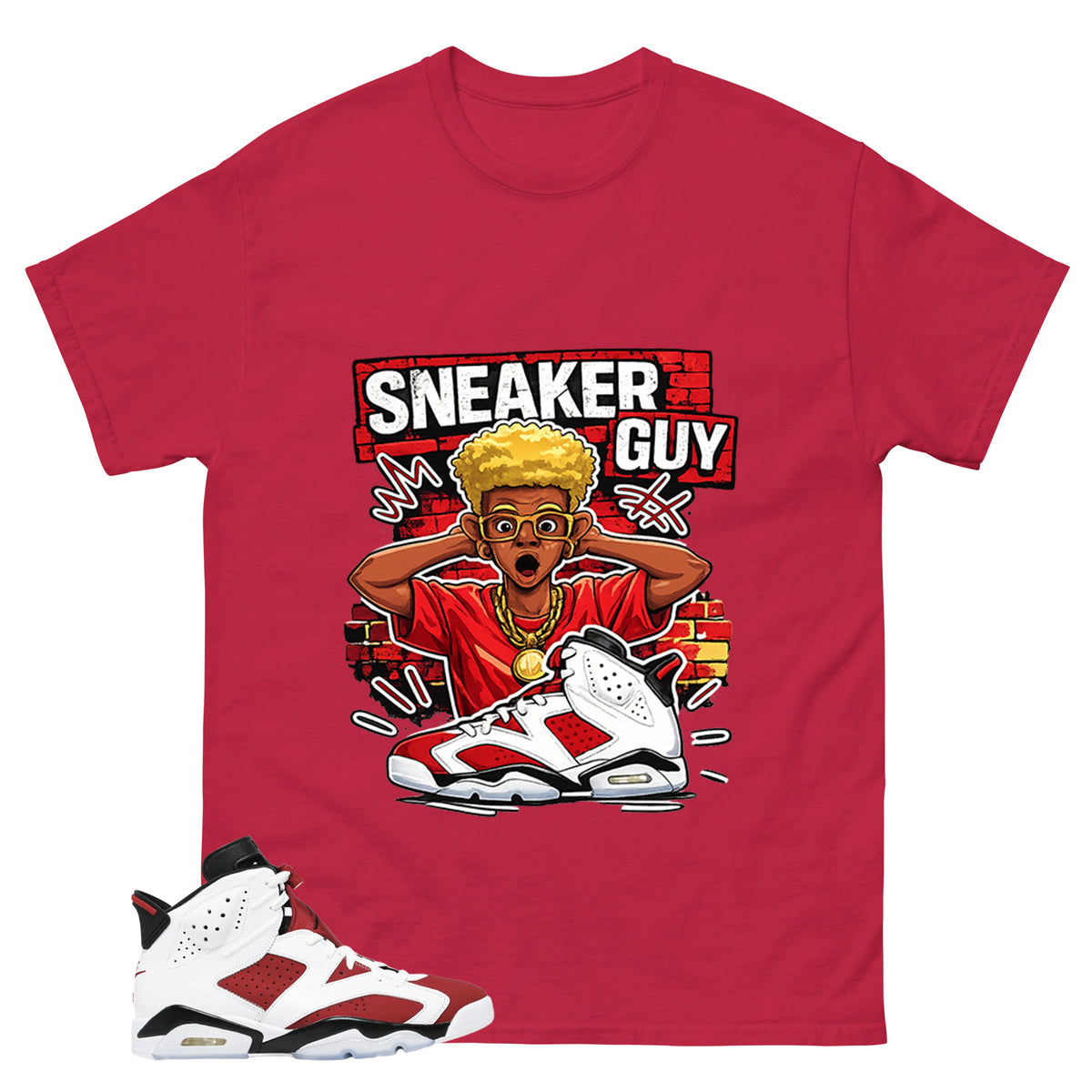 Sneaker Guy Shirt - Match White Air Jordan 6 Carmine