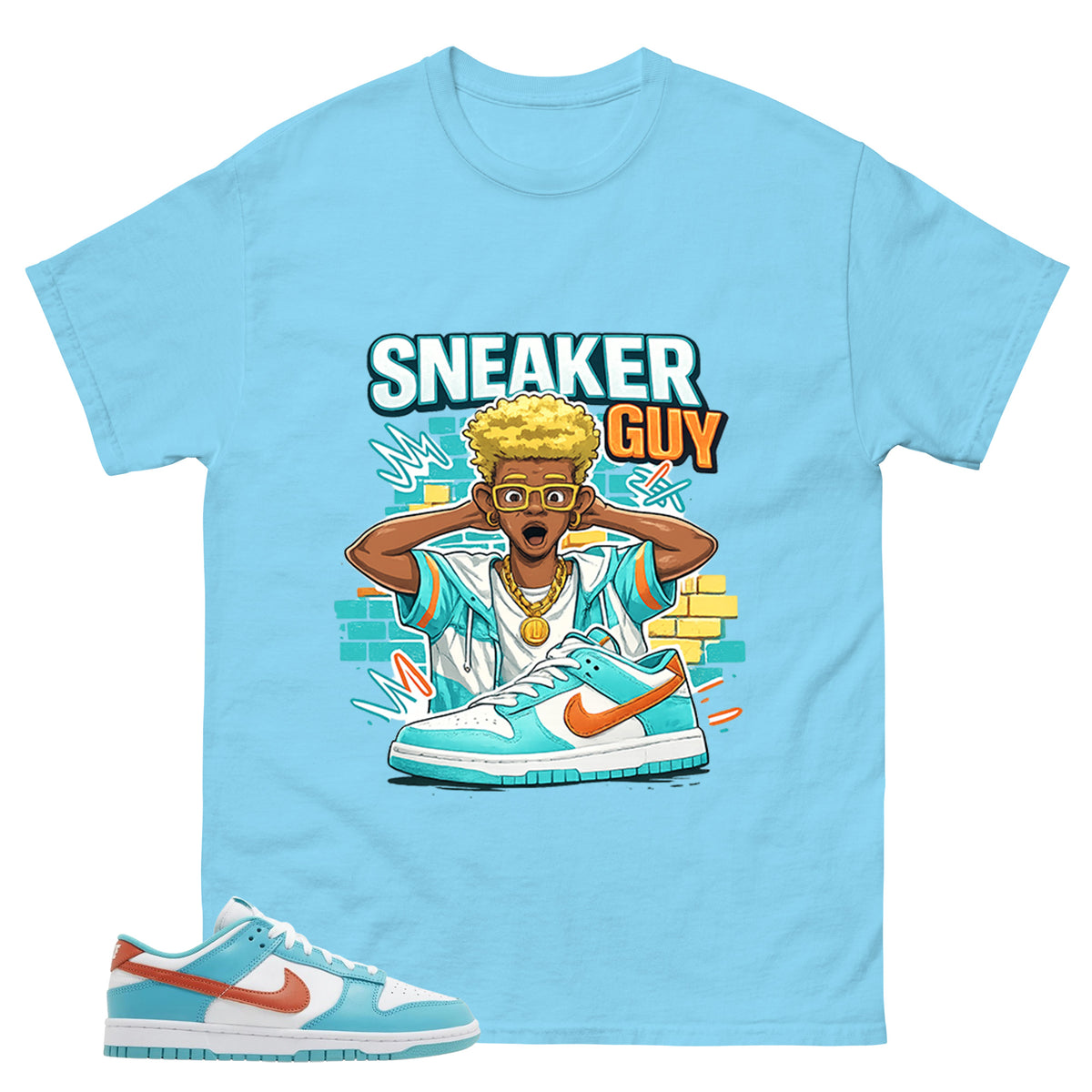 Sneaker Guy Shirt - Match White Dunk Low Miami Dolphins