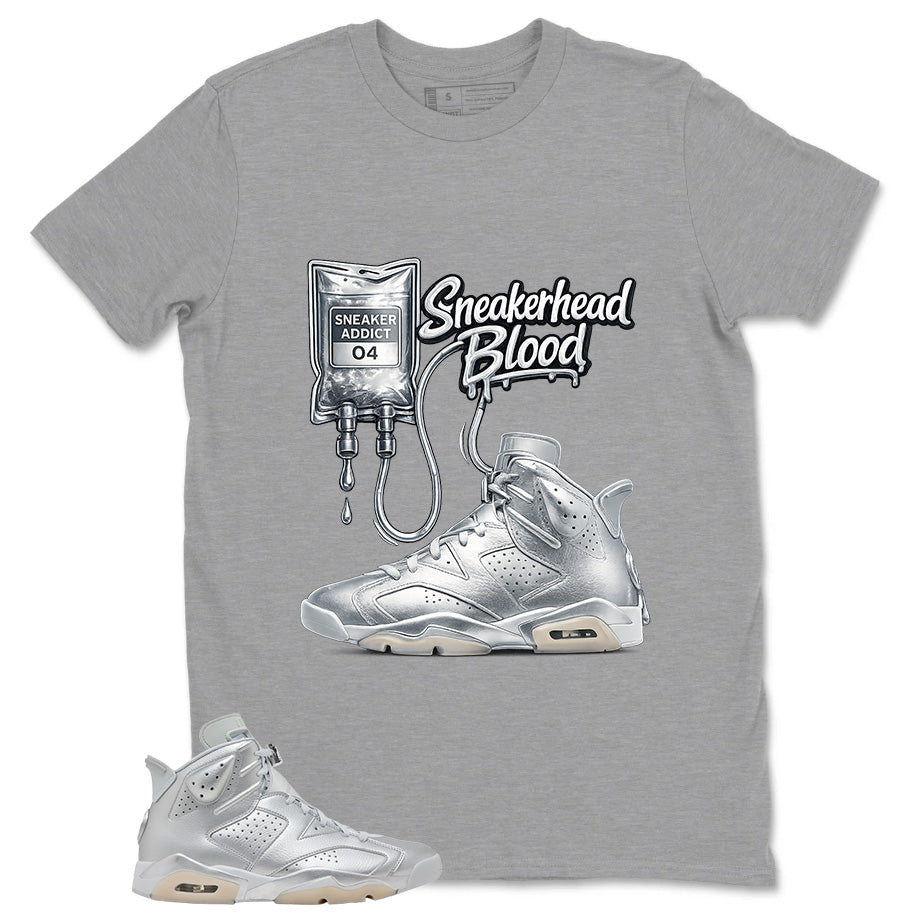 Sneakerhead Blood Shirt - Match Air Jordan 6 x Paris Saint-Germain Metallic Silver