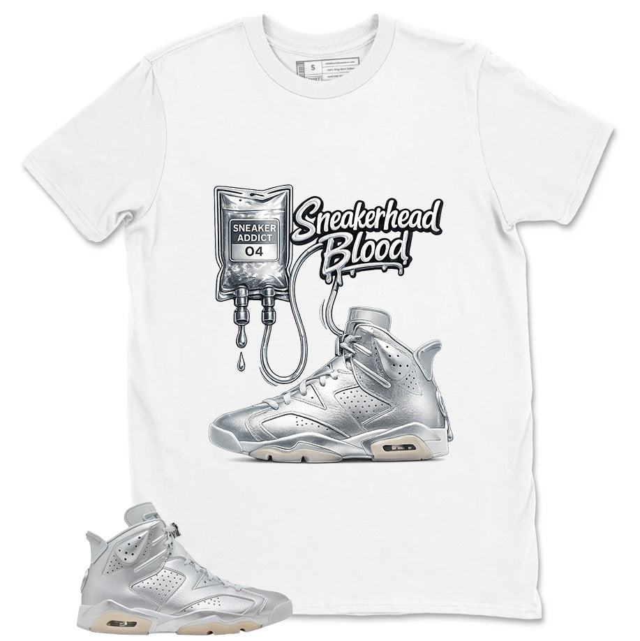 Sneakerhead Blood Shirt - Match Air Jordan 6 x Paris Saint-Germain Metallic Silver
