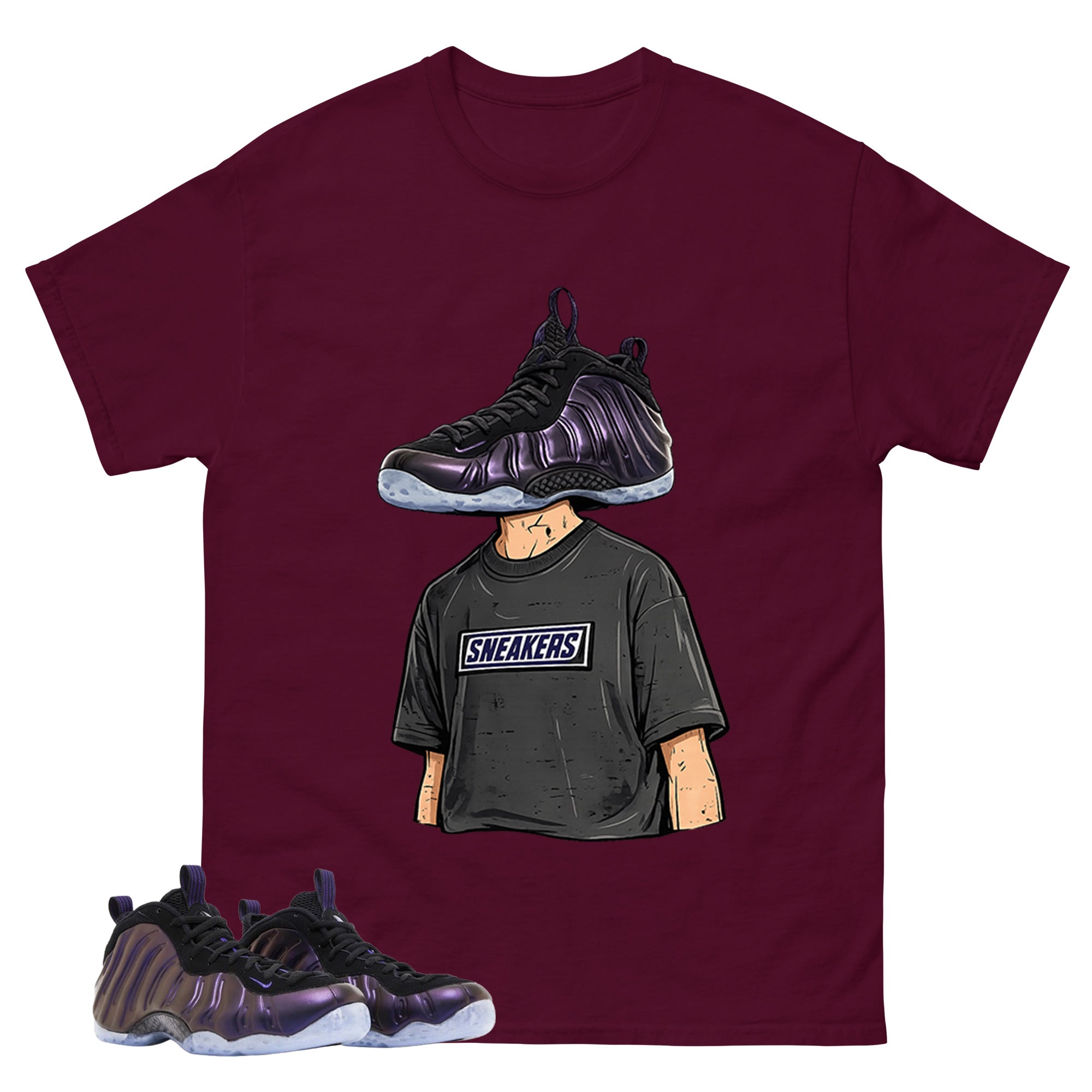 Sneakerhead Graphic Tee, Shirt to Match Air Foamposite One Eggplant, Air Foamposite Unisex Purple Shirt