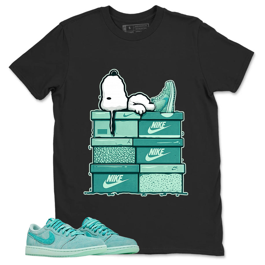 Snoopy Chillin Shirt - Match Womens Air Jordan 1 Washed Teal