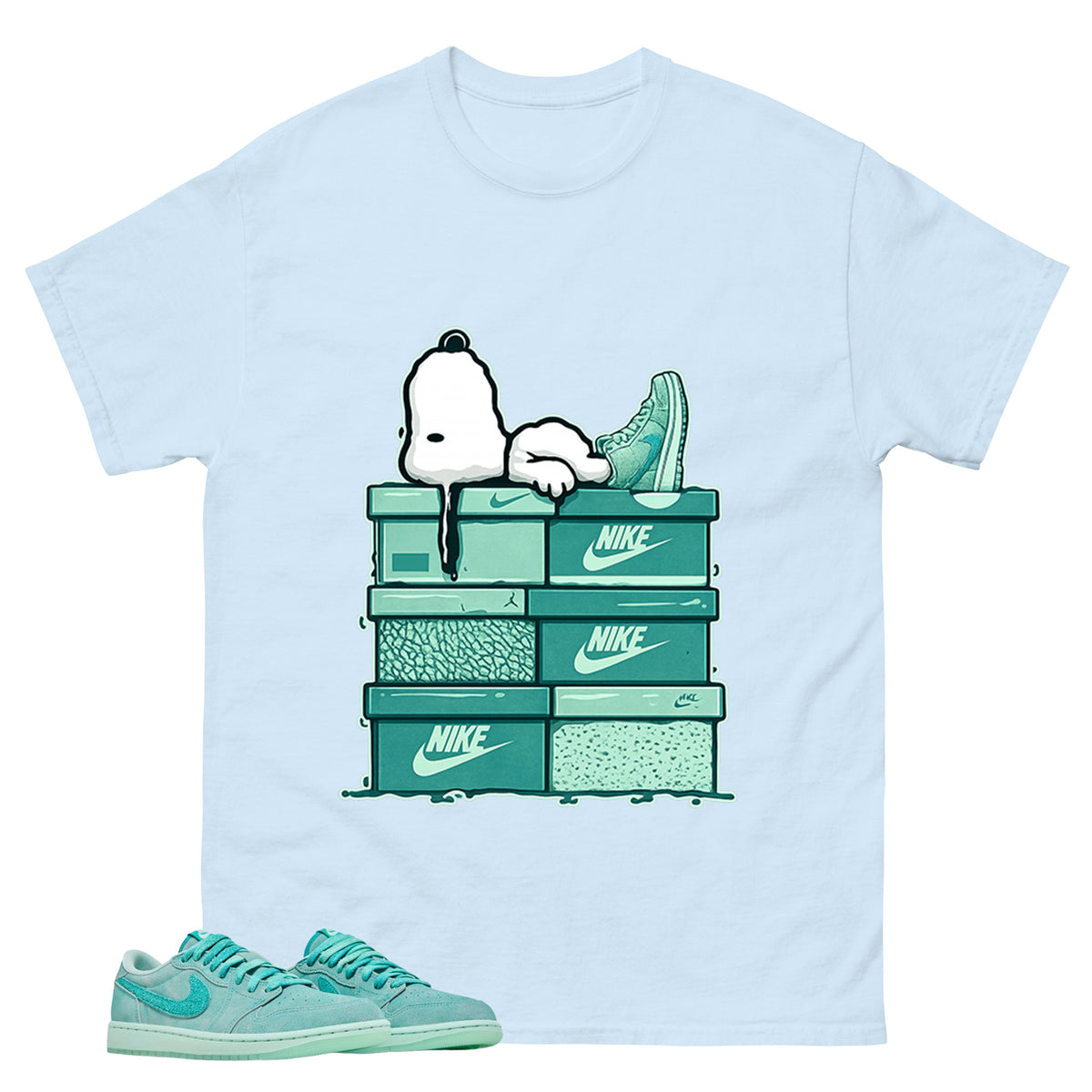 Snoopy Chillin Shirt - Match Womens Air Jordan 1 Washed Teal