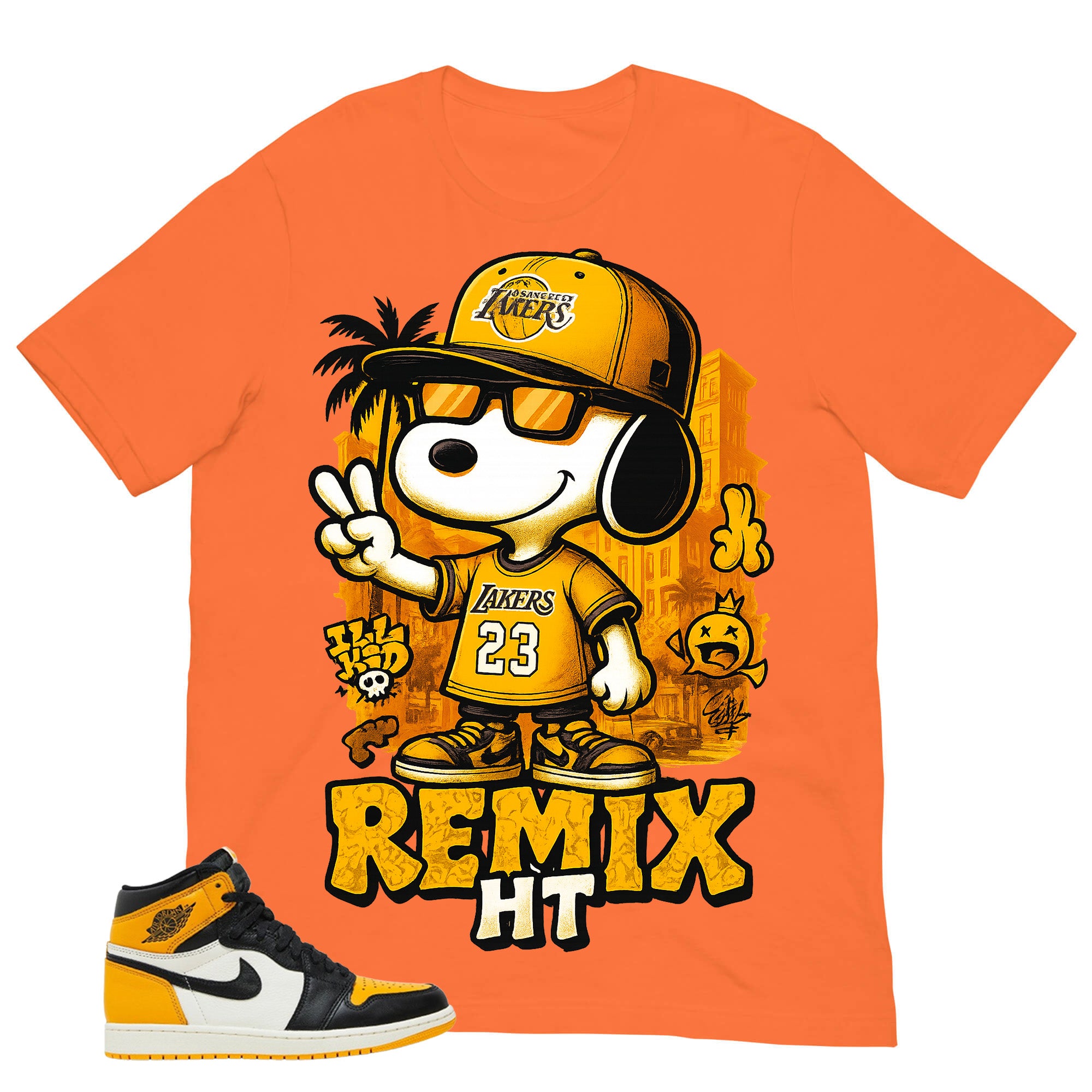 Snoopy Laker 23 Shirt - Match Air Jordan 1 Yellow Toe