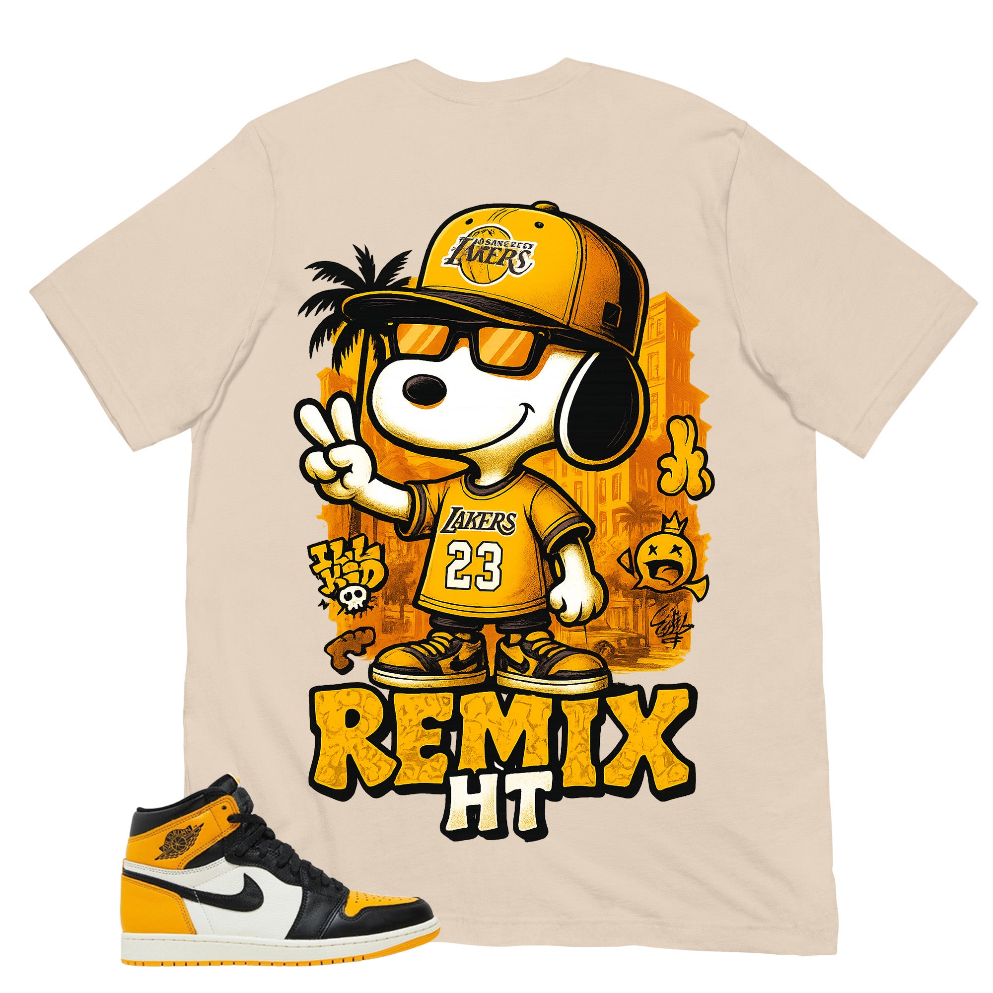 Snoopy Laker 23 Shirt - Match Air Jordan 1 Yellow Toe