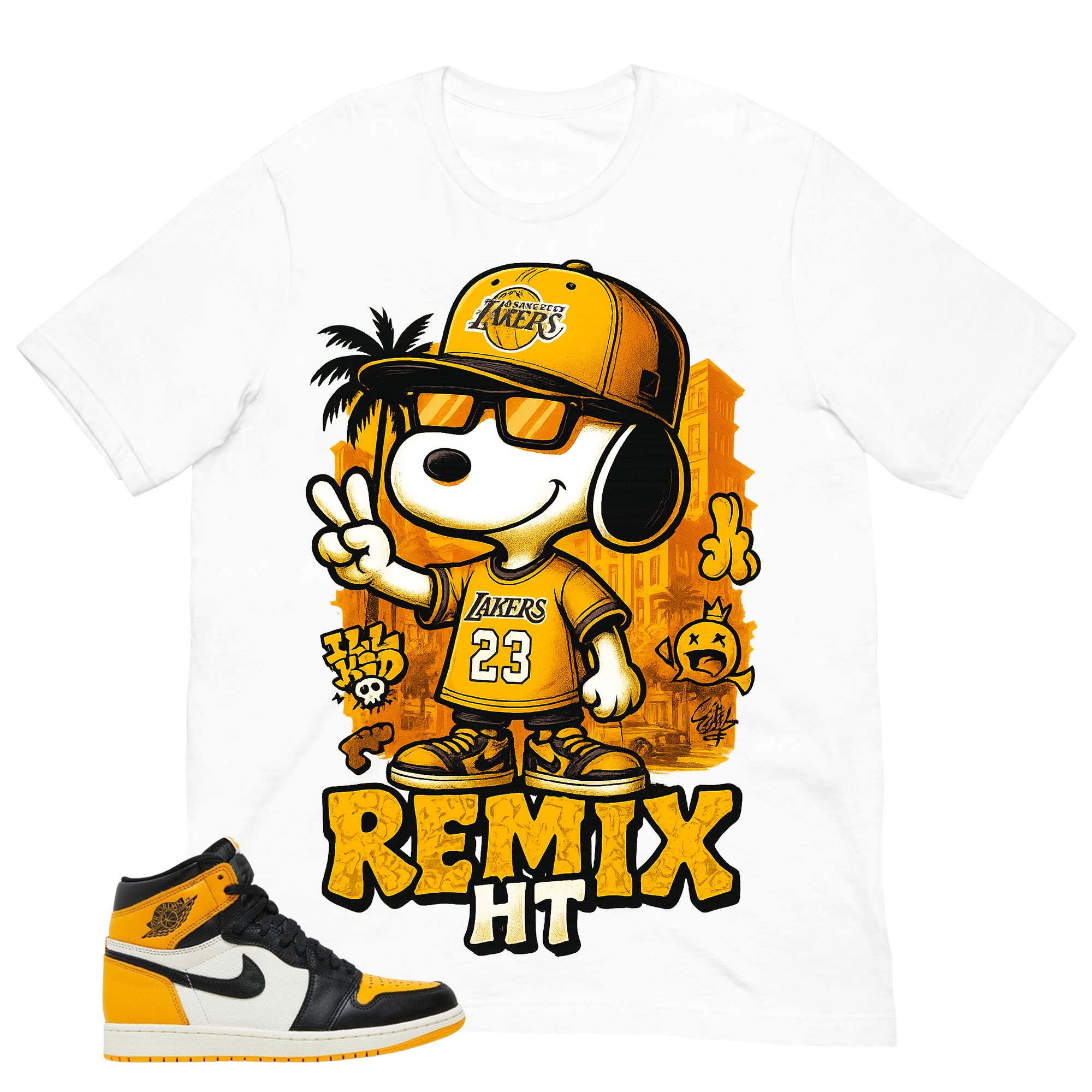 Snoopy Laker 23 Shirt - Match Air Jordan 1 Yellow Toe