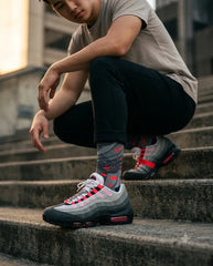 Solar Red Sneaker Match Socks – Air Max 95 Big Bubble Inspired Mid-Calf Crew Socks Unisex