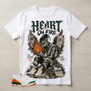SoleFly Miami 3s Zadago Shirt Heart On Fire Graphic