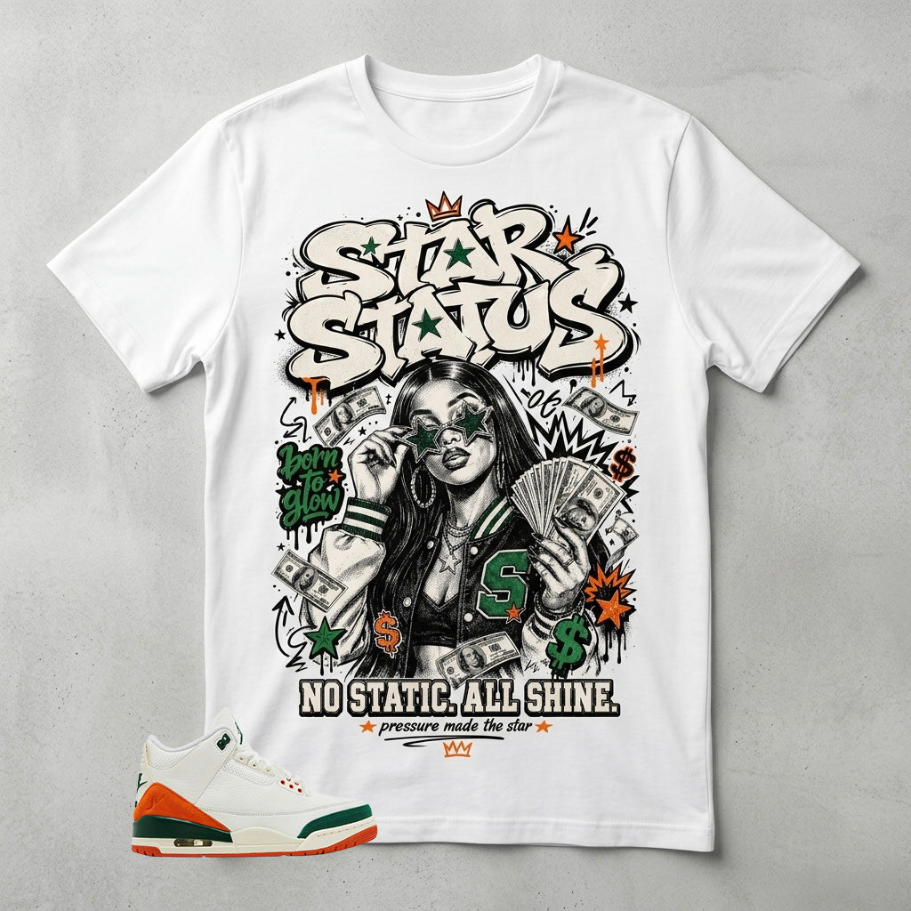 SoleFly Miami 3s Zadago Shirt No Static All Shine Graphic