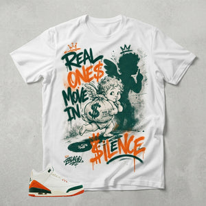 SoleFly Miami 3s Zadago Shirt Real Ones Move In Silence Angel Graphic