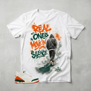SoleFly Miami 3s Zadago Shirt Real Ones Move Silence Graphic