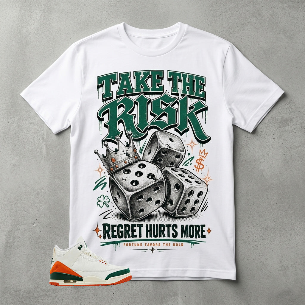 SoleFly Miami 3s Zadago Shirt Take The Risk Graphic