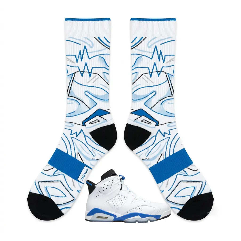 Sport Blue Socks – Air Jordan 6 Retro Inspired Mid-Calf Unisex Crew Socks