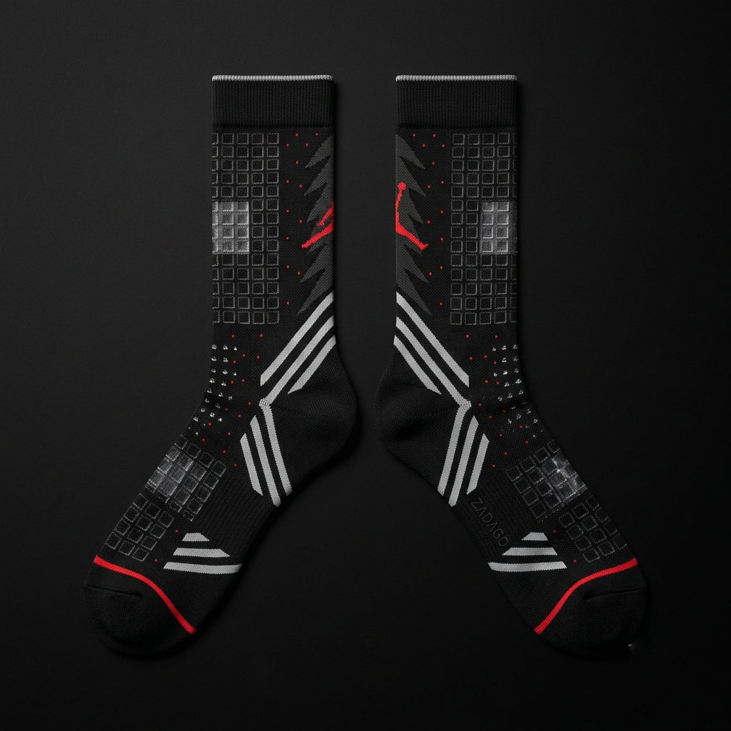 Supreme Black Socks – Supreme x Air Jordan 5 Retro Inspired Mid-Calf Unisex Crew Socks